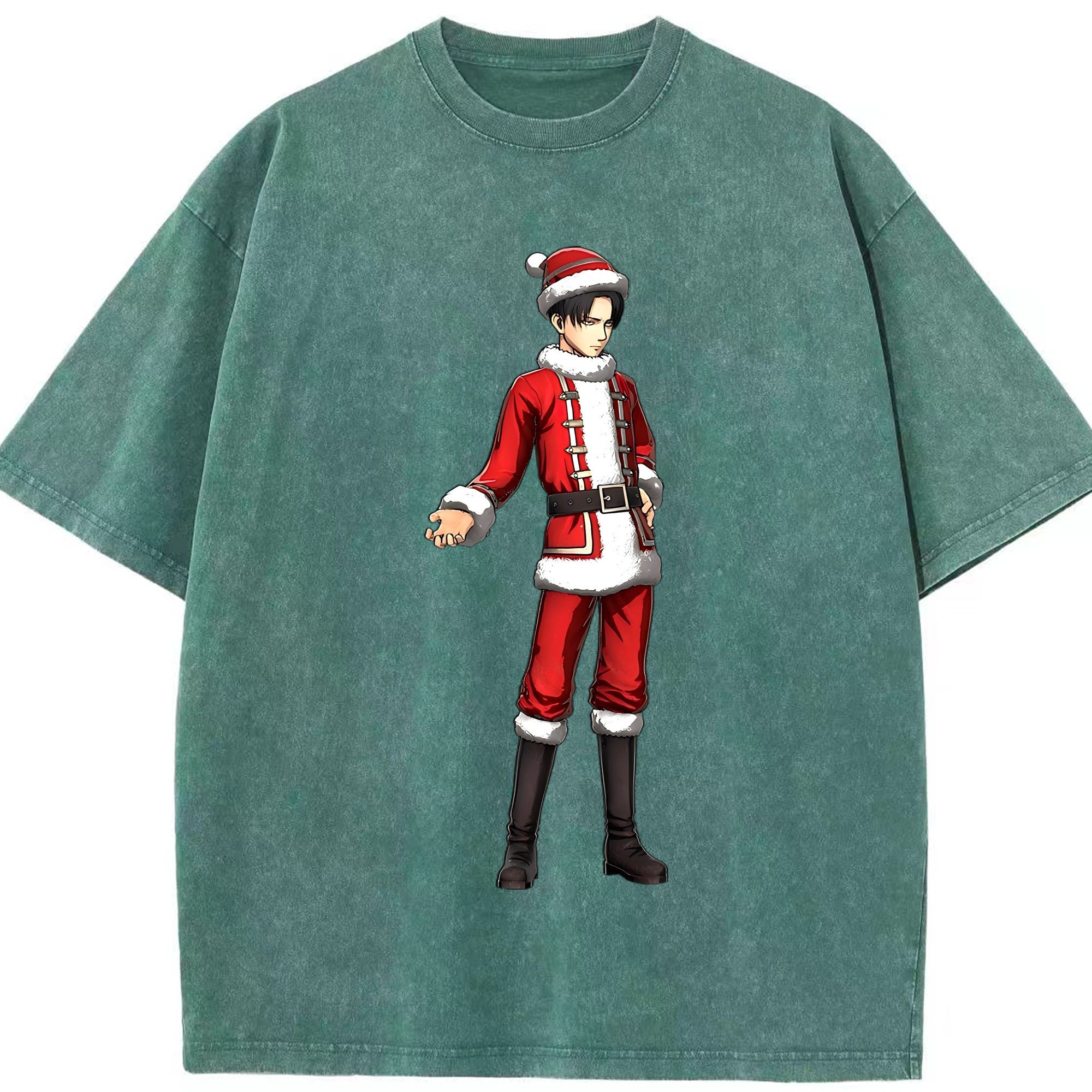 （画像用） 進撃の巨人 リヴァイ·アッカーマン Attack on Titan Levi Ackerman 綿100% ヴィンテージ風 半袖Tシャツ（フロントプリント）